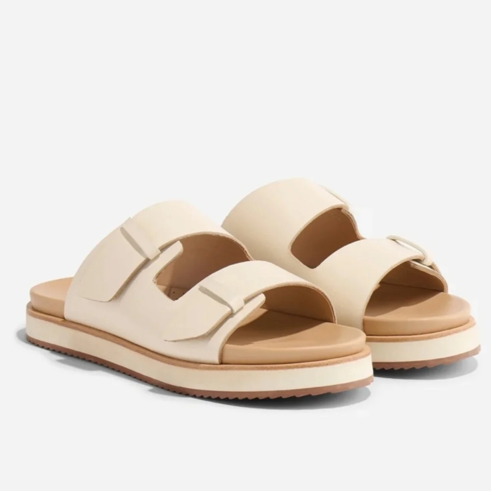 Like New Nisolo Ella Flatform Slide (color Bone), Size 8 - Picture 1 of 11